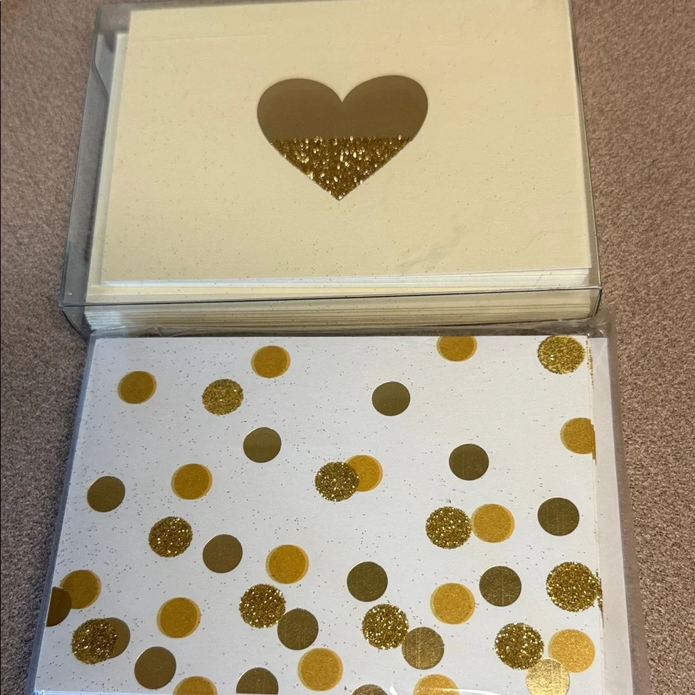 Hallmark Gold Heart & Polka Dot Note Card Set